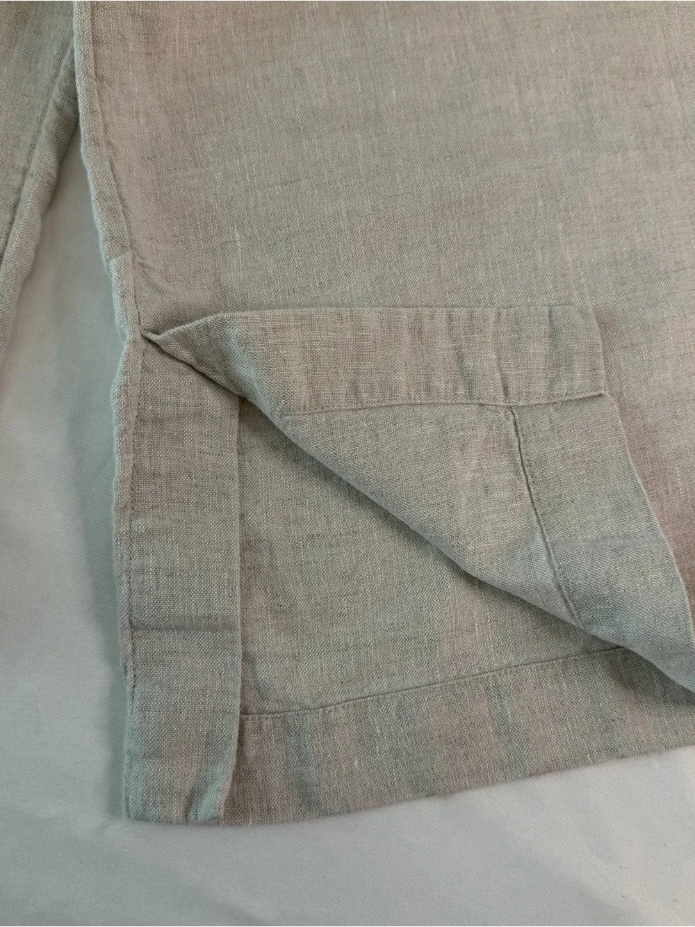Athleta 100% Linen Wide Leg Crop Pants Oatmeal Beige Drawstring Large Petite